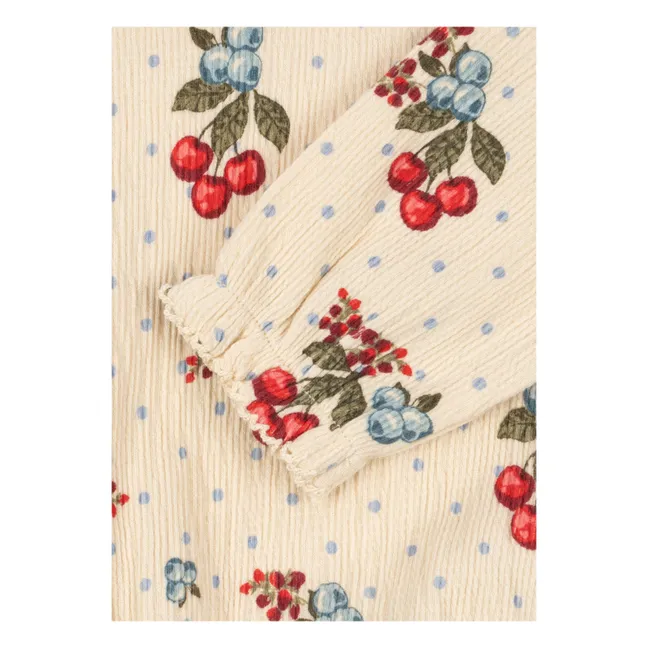 Chleo Cherry Organic Cotton romper | Beige