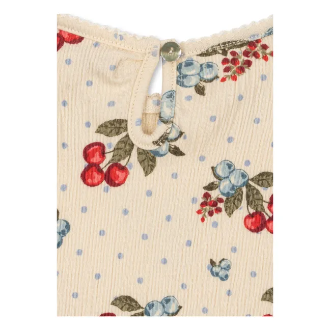 Blusa de algodón orgánico Chleo Cerises | Beige