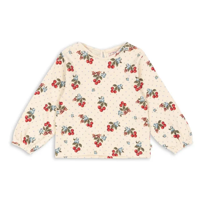 Blusa de algodón orgánico Chleo Cerises | Beige
