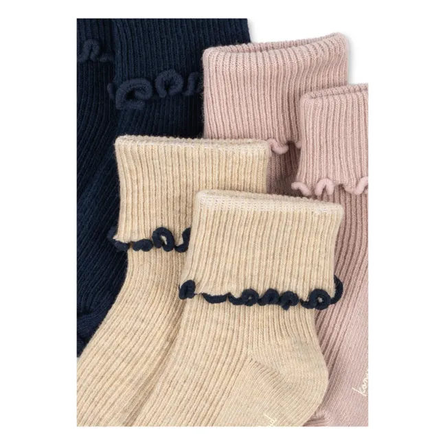 3 Pares de Calcetines de canalé con volantes | Beige