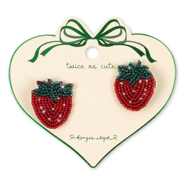 Lot de 2 Barrettes Fraises | Rouge
