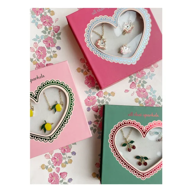 Conjunto de collar, pulsera y anillo de unicornio | Dorado