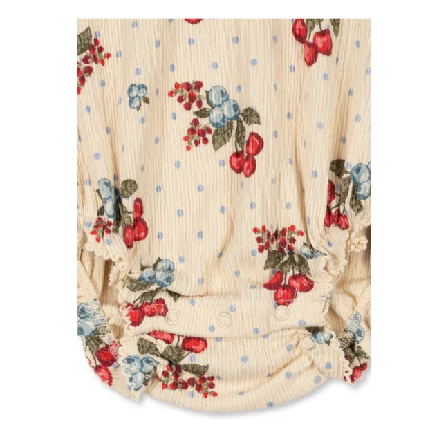 Barboteuse Chleo Cerises Coton Bio | Beige
