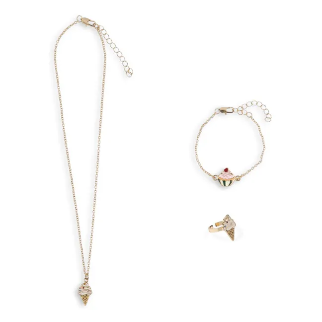 Necklace Bracelet and Ring Set Glaces | Gold