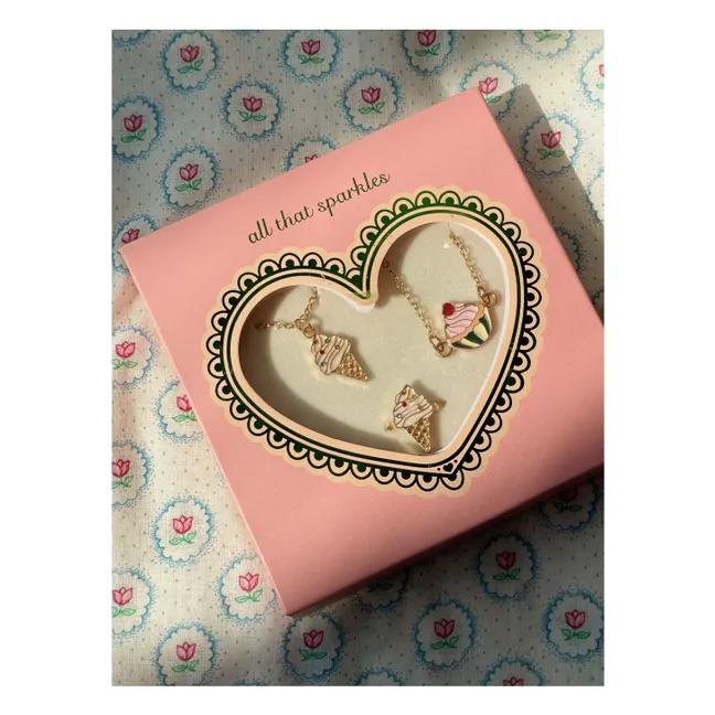 Conjunto de collar, pulsera y anillo de hielo | Dorado