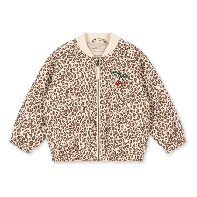 Juno Leopard Sequin Bomber Jacket | Brown