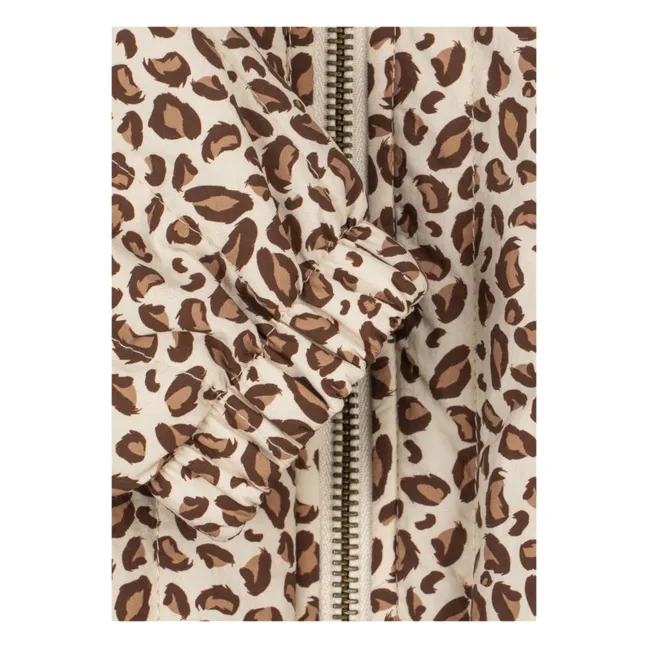 Chaqueta bomber de leopardo y lentejuelas Juno | Marrón