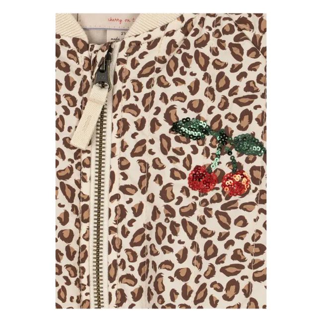 Juno Leopard Sequin Bomber Jacket | Brown