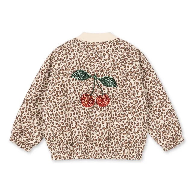 Chaqueta bomber de leopardo y lentejuelas Juno | Marrón