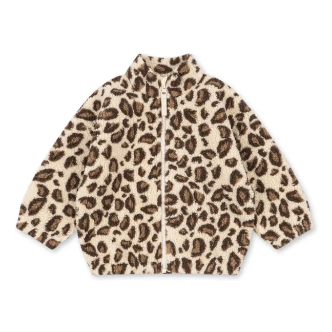 Veste Façon Sherpa Jody Léopard Fibres Recyclées | Beige