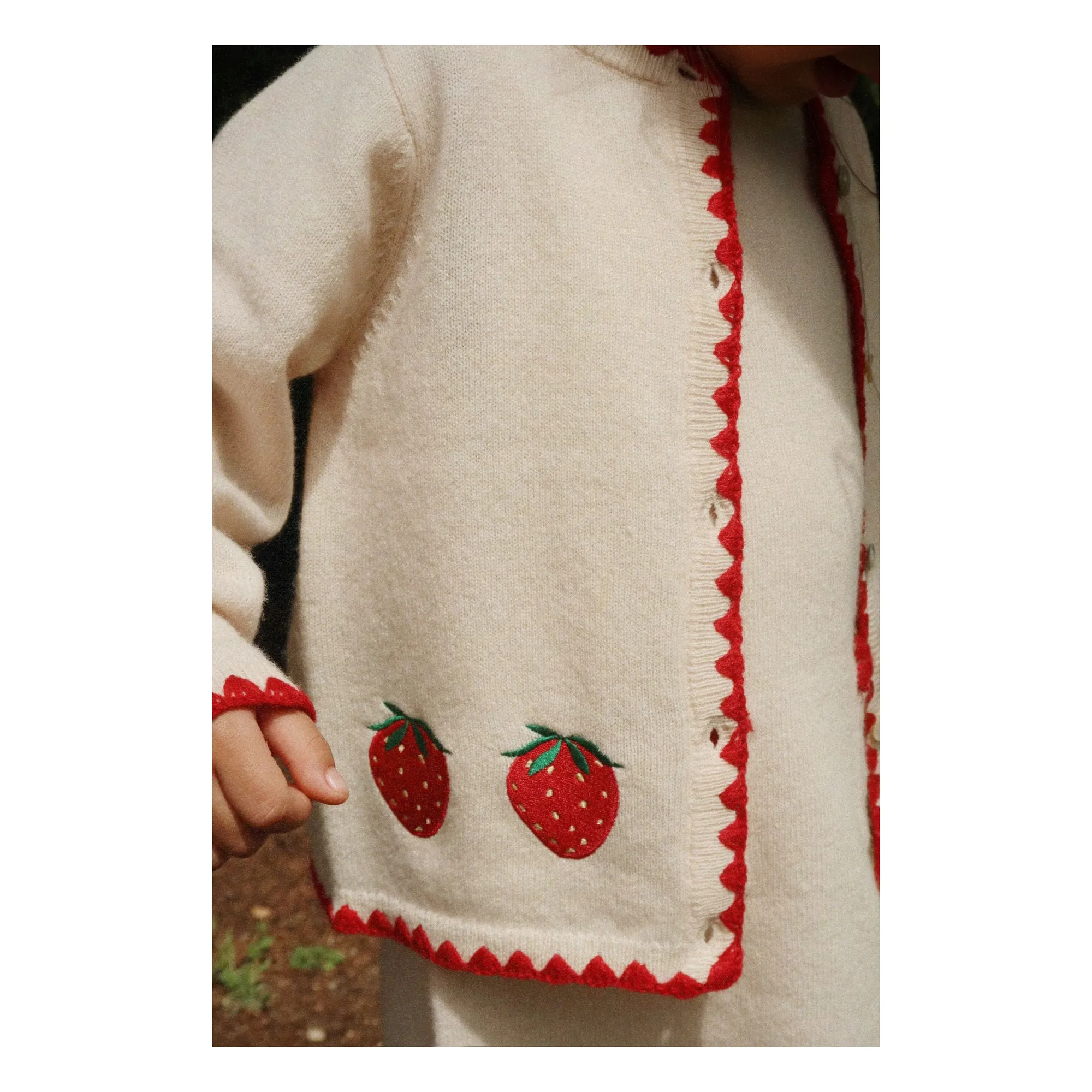 Robe Collette Fraises Laine | Crème- Image produit n°2