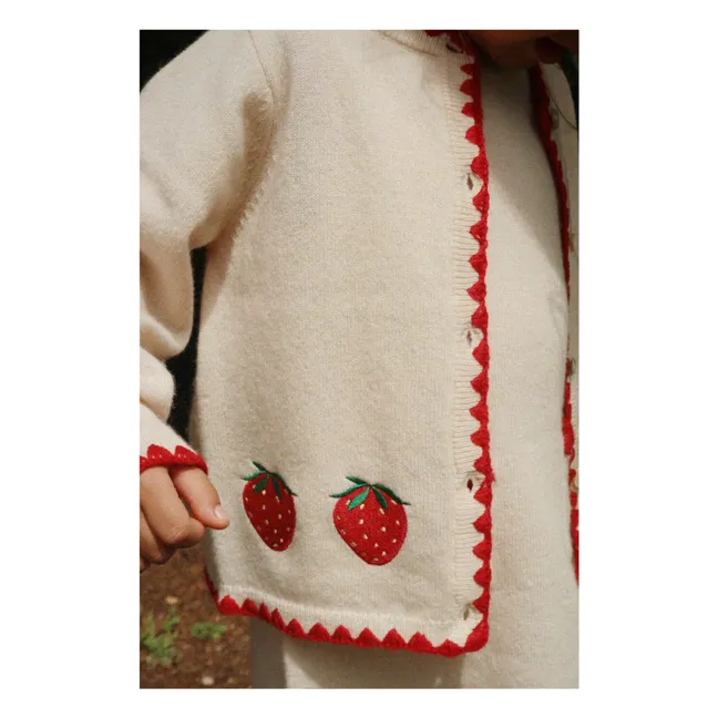 Gilet Collette Fraises Laine | Crème