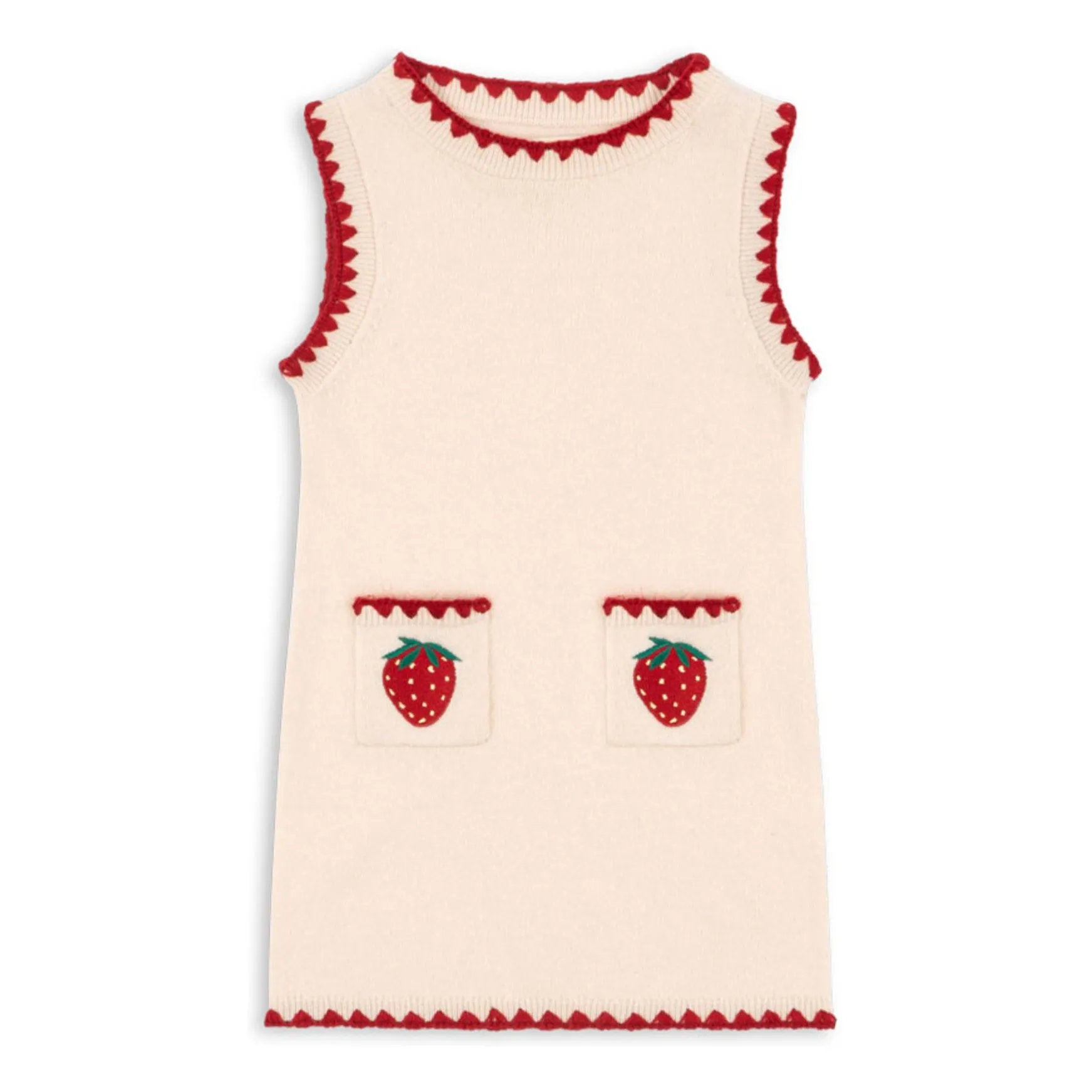 Robe Collette Fraises Laine | Crème- Image produit n°0