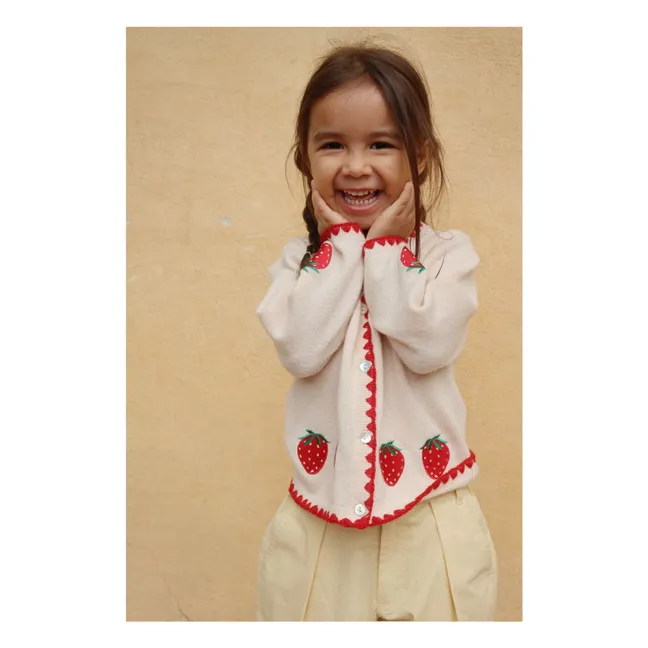 Gilet Collette Fraises Laine | Crème