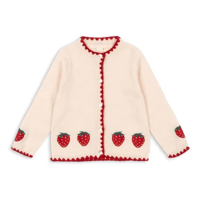 Gilet Collette Fraises Laine | Crème