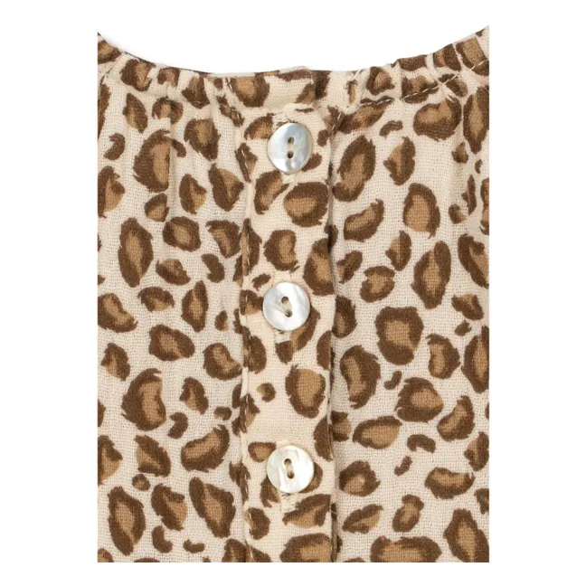 Blusa de algodón orgánico Coco Leopard | Marrón