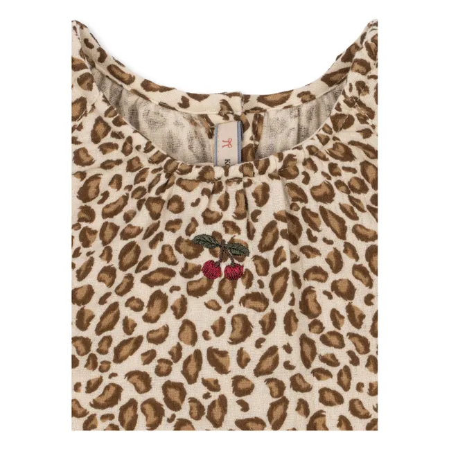 Coco Leopard Organic Cotton Blouse | Brown