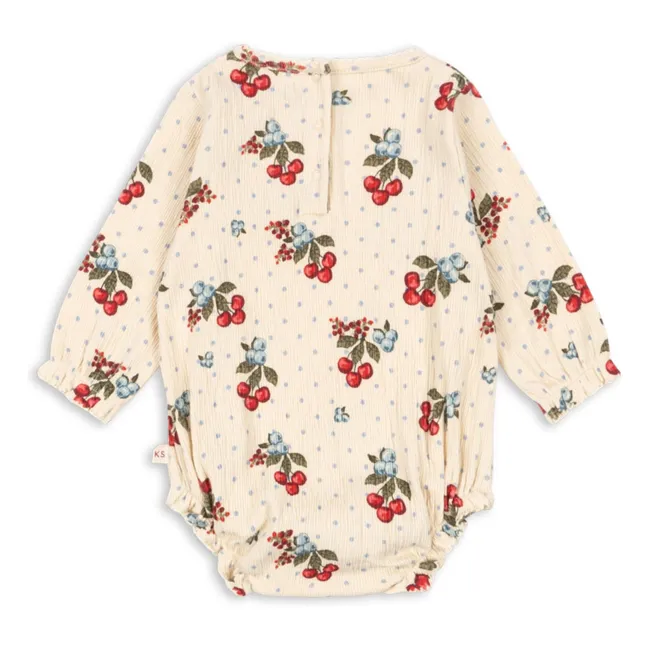 Chleo Cherry Organic Cotton romper | Beige