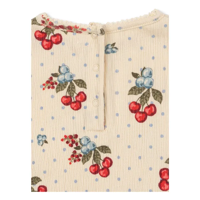 Barboteuse Chleo Cerises Coton Bio | Beige