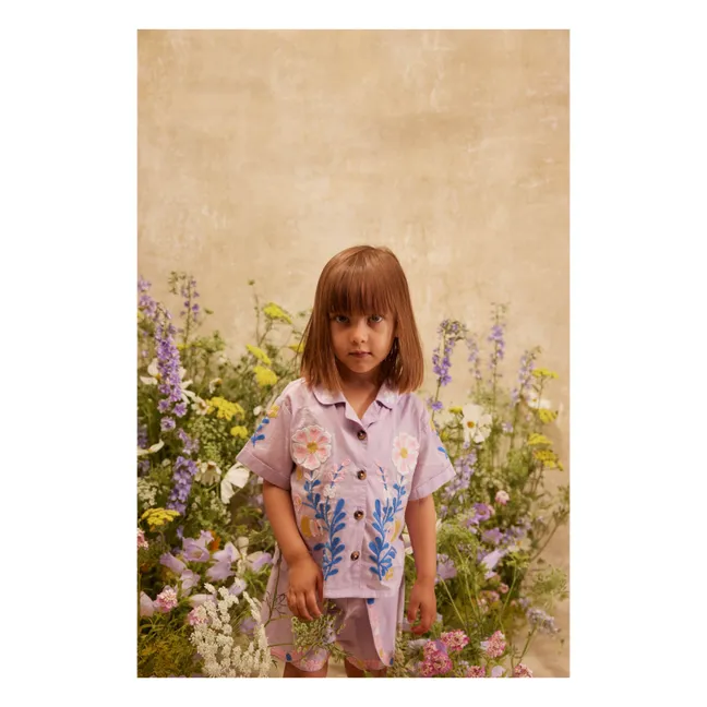 Alova organic cotton embroidered shirt | Mauve