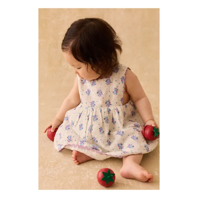 Robe Tablier Aloisa Fleurie | Crème