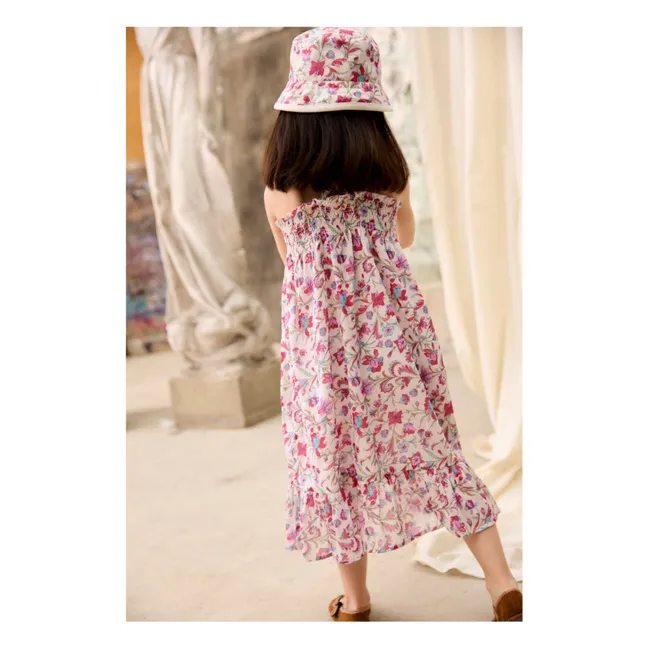 Robe Bretelles Marceline Fleurie Coton Bio | Crème