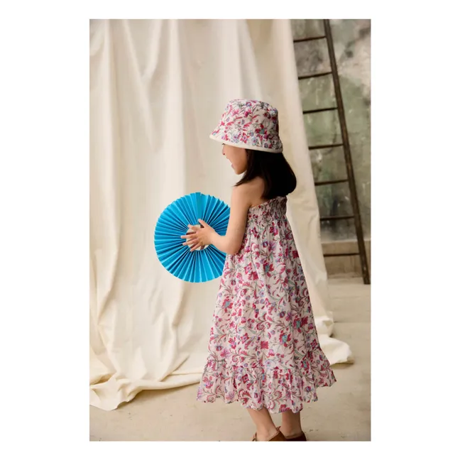 Robe Bretelles Marceline Fleurie Coton Bio | Crème