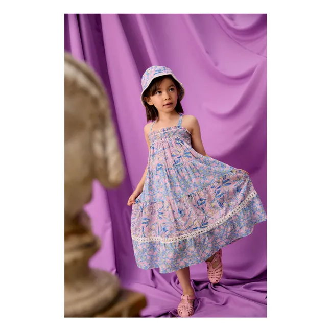 Robe Bretelles Marcelinette Fleurie Coton Bio | Violet