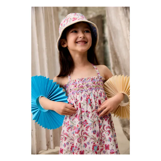 Robe Bretelles Marceline Fleurie Coton Bio | Crème