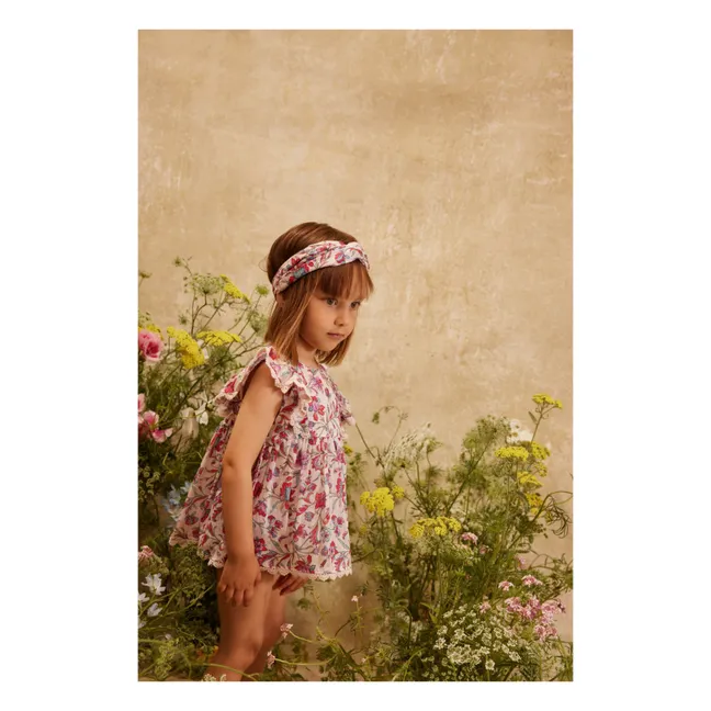 Vestido de flores de algodón ecológico Natiyana | Crema