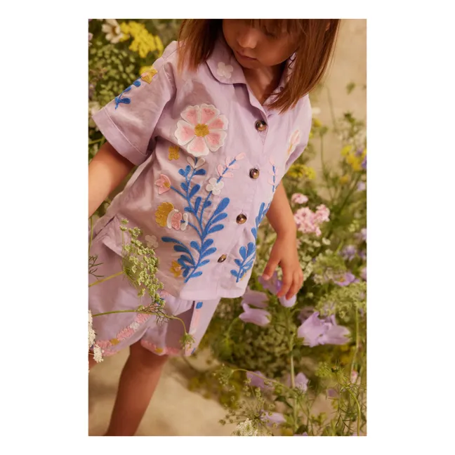 Alova organic cotton embroidered shirt | Mauve