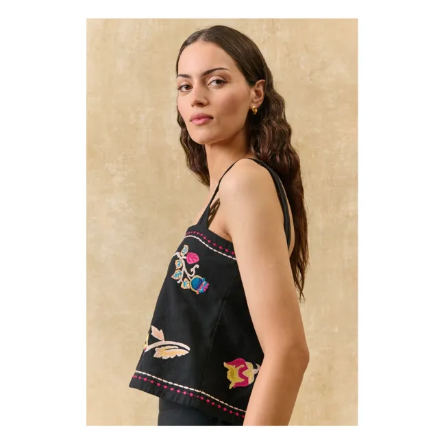 Phaedra Top de algodón orgánico | Negro