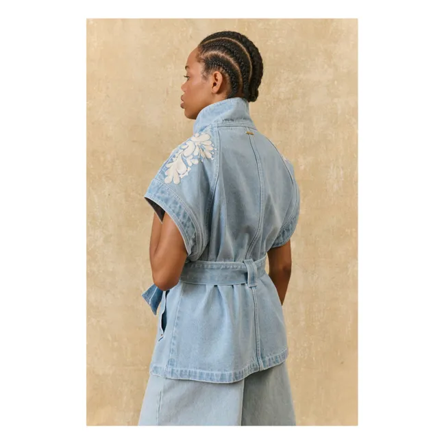 Katja ärmellose Jacke Baumwolle | Blau