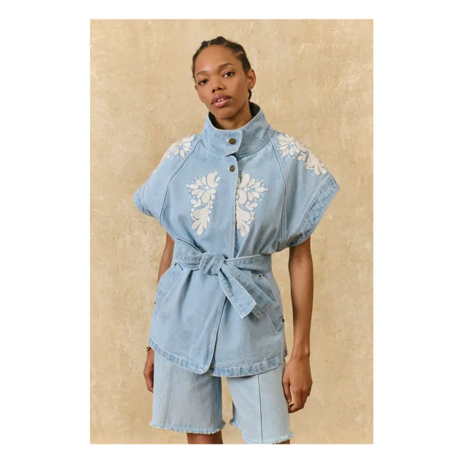 Katja ärmellose Jacke Baumwolle | Blau