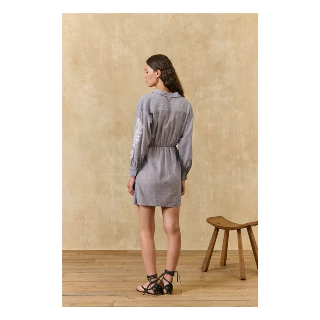 Kleid Streifen Berenjere Bio-Baumwolle | Blau