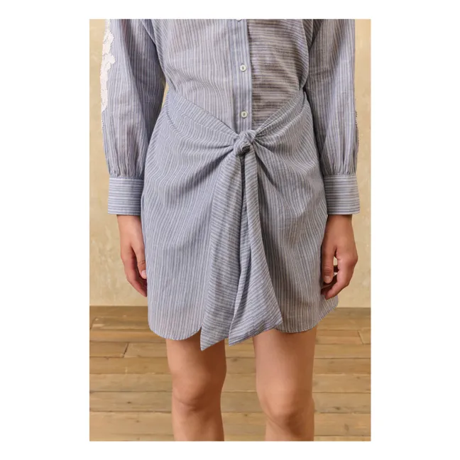 Kleid Streifen Berenjere Bio-Baumwolle | Blau