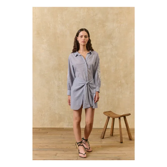 Kleid Streifen Berenjere Bio-Baumwolle | Blau