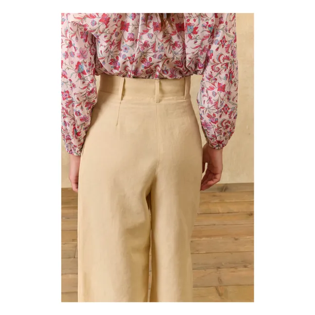 Federica Linen and Cotton Trousers | Ivory