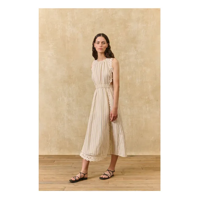 Robe Rayures Ariane Lin et Coton | Crème