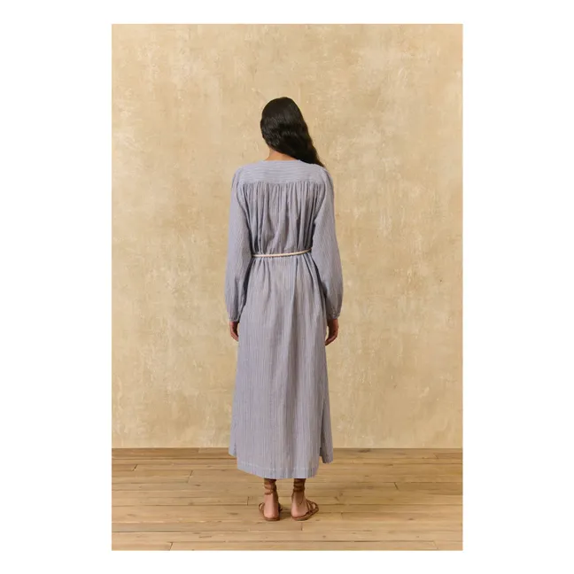 Kleid Streifen Flavie Bio-Baumwolle | Blau