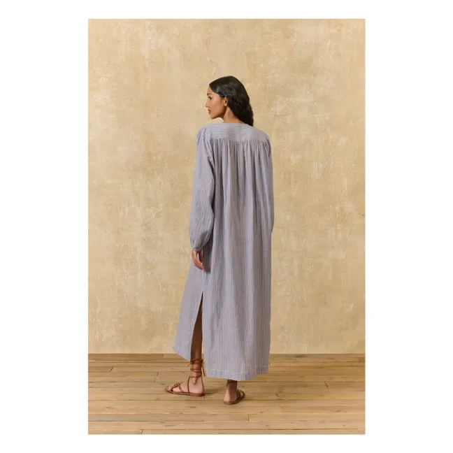 Kleid Streifen Flavie Bio-Baumwolle | Blau