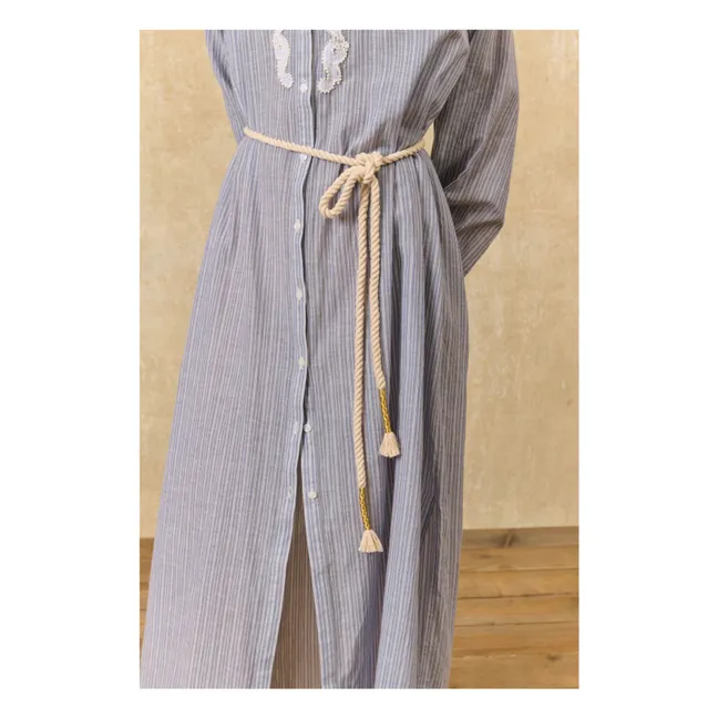 Kleid Streifen Flavie Bio-Baumwolle | Blau