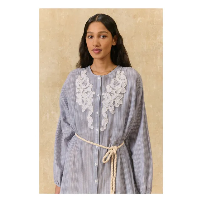 Kleid Streifen Flavie Bio-Baumwolle | Blau