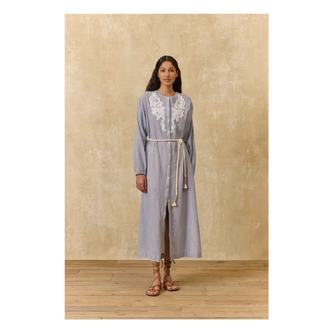 Robe Rayures Flavie Coton Bio | Bleu