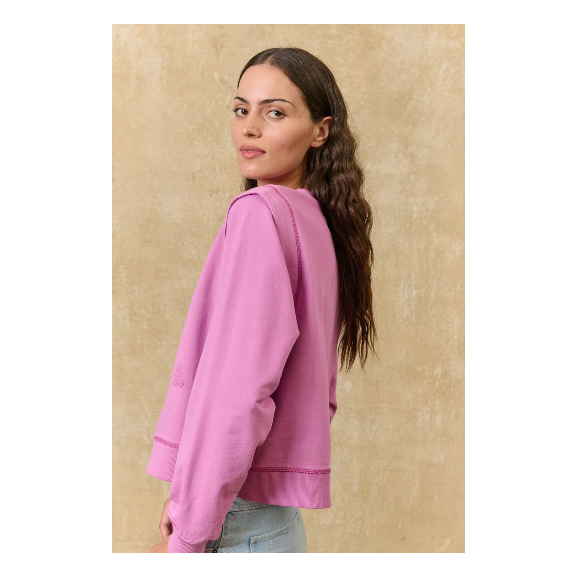 Sweat Ostrea Coton | Rose fuschia- Image produit n°3