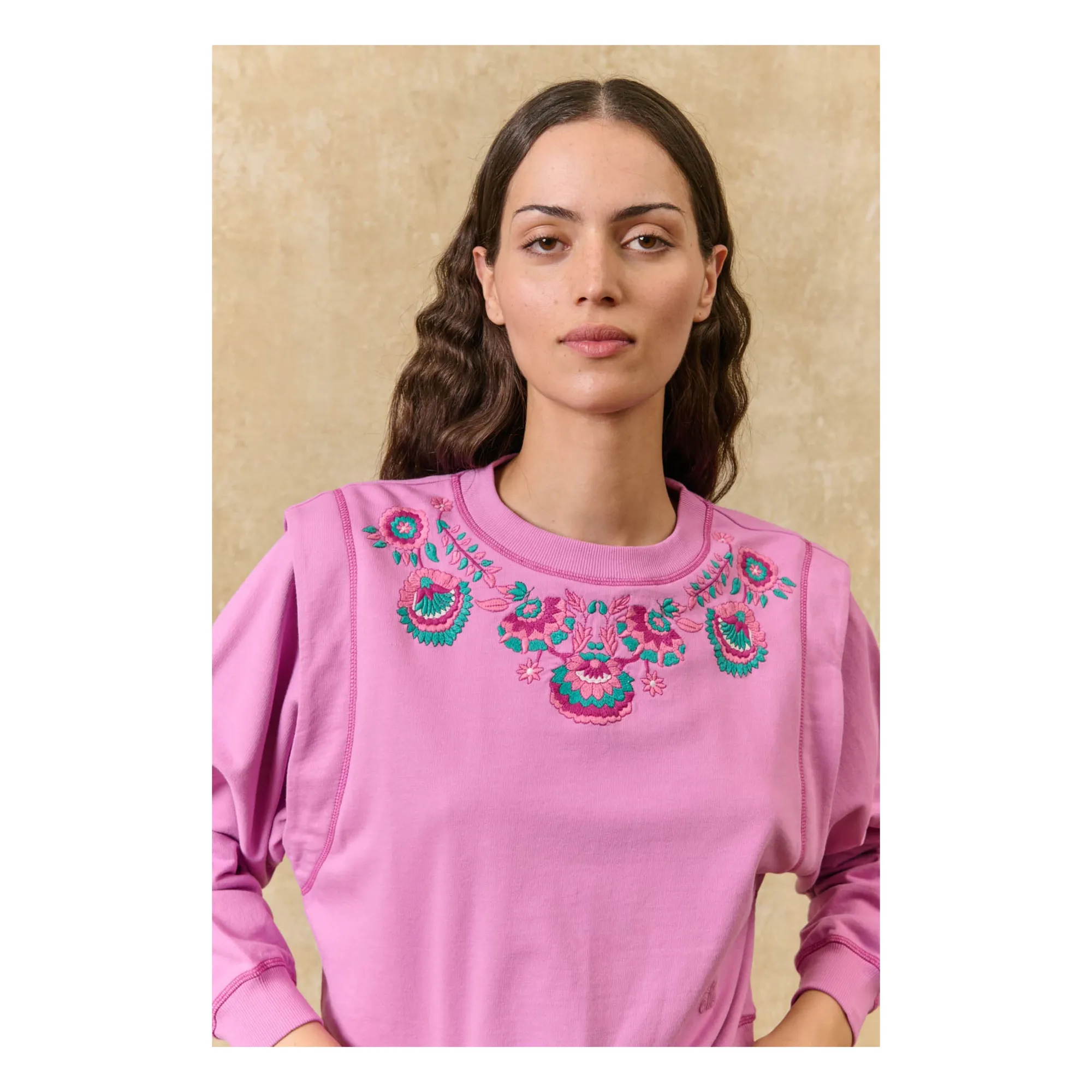 Sweat Ostrea Coton | Rose fuschia- Image produit n°2