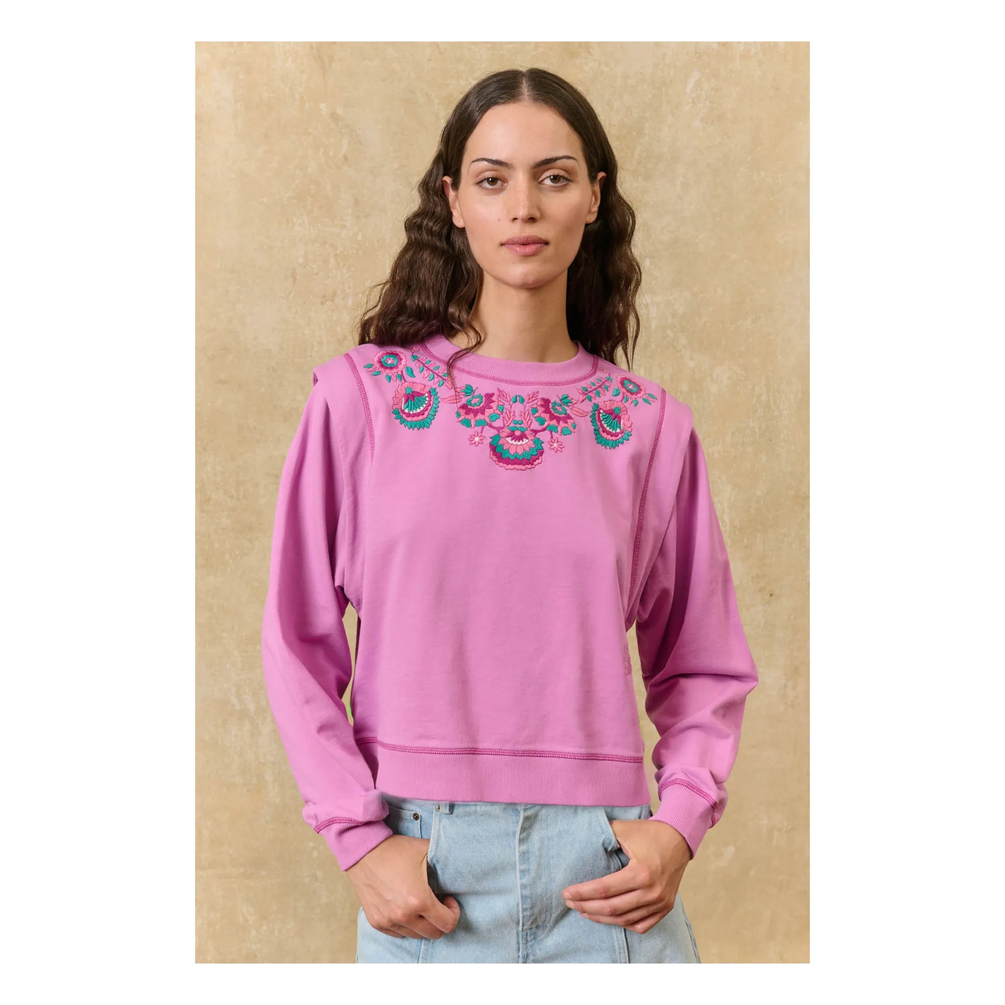 Sweat Ostrea Coton | Rose fuschia- Image produit n°1