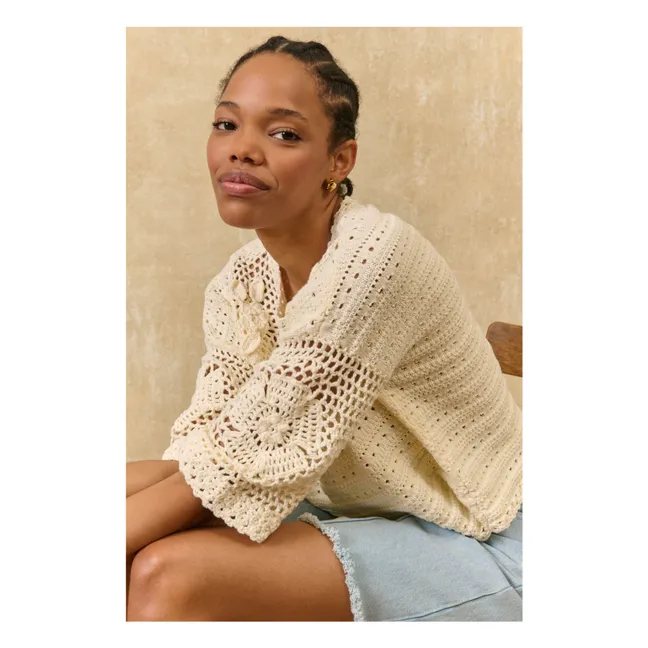 Top de algodón Eleanor | Crema