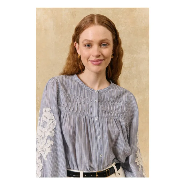 Blouse Rayures Jally Coton Bio | Bleu