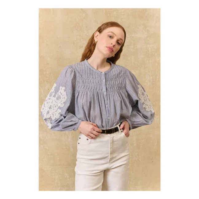 Blouse Rayures Jally Coton Bio | Bleu